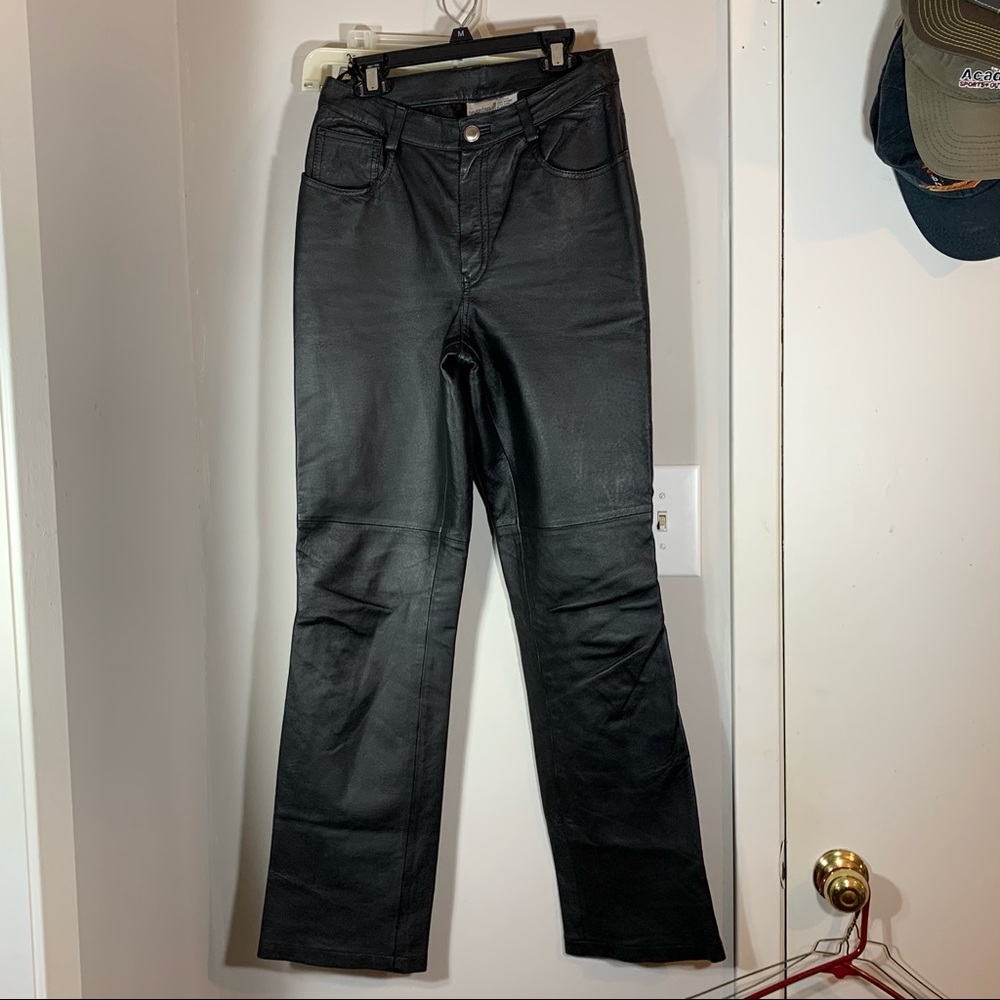 black leather pants